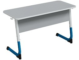 Стол 2-местный школьный 3-5 г/р "Альтер" регулируемый (серый, м/к белый/синий)