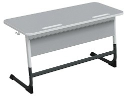 Стол 2-местный школьный 3-5 г/р "Нова" с наклоном столешницы 0-15° (серый, м/к белый/графит)