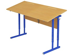 Стол с наклоном столешницы 0-35° школьный 2-местный 4-6 г/р регулируемый (бук "Бавария", м/к синий, квадратная труба)