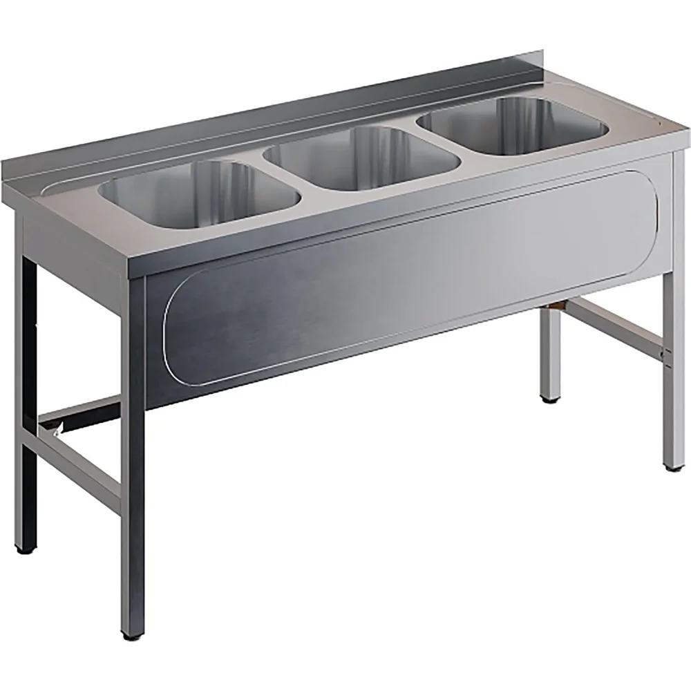 Ванна моечная трехсекционная цельнотянутая с бортом ВМЦ-3/16/7-Б