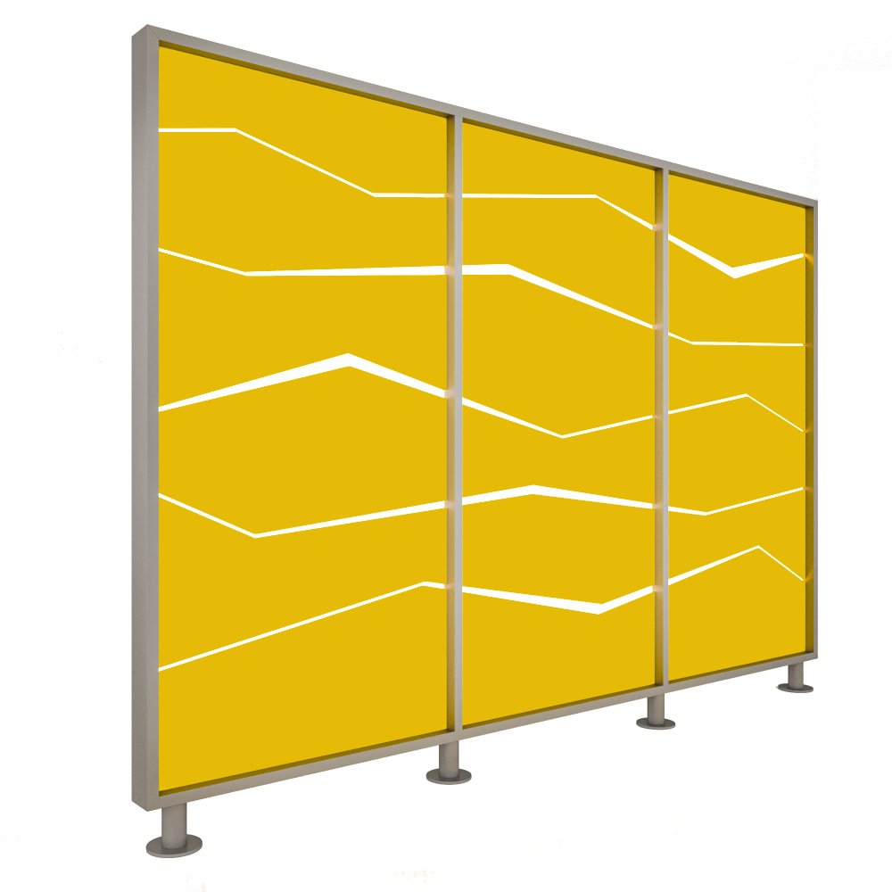 Перегородка 3-х секционная стандарт Zigzag (Зигзаг) с подсветкой 1900х150х1650 мм