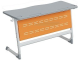 Стол 2-местный школьный 3-5 г/р "Логика" PL с наклоном столешницы 0-15° и перфорированным экраном (серый/оранжевый, м/к белый)