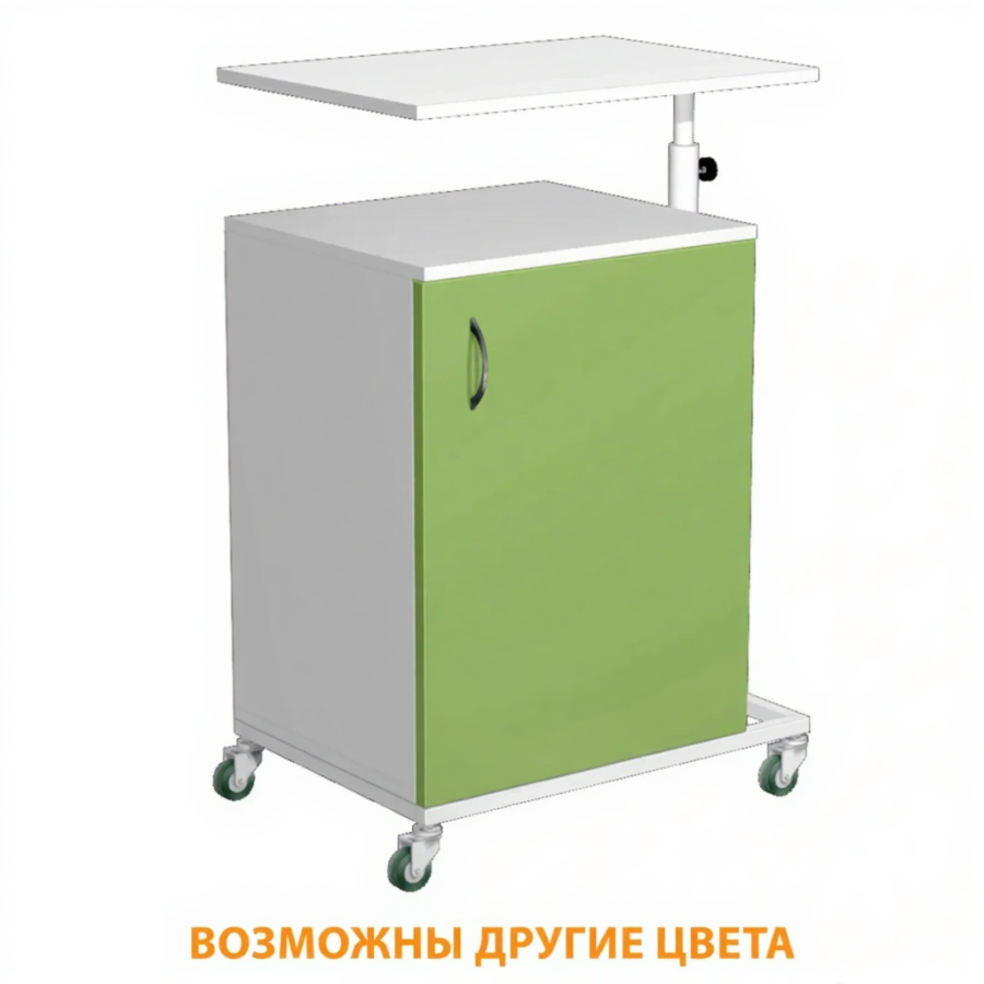 Тумба подкатная ТПМ-1 с надкроватным столиком (ЛДСП белый, каркас белый)