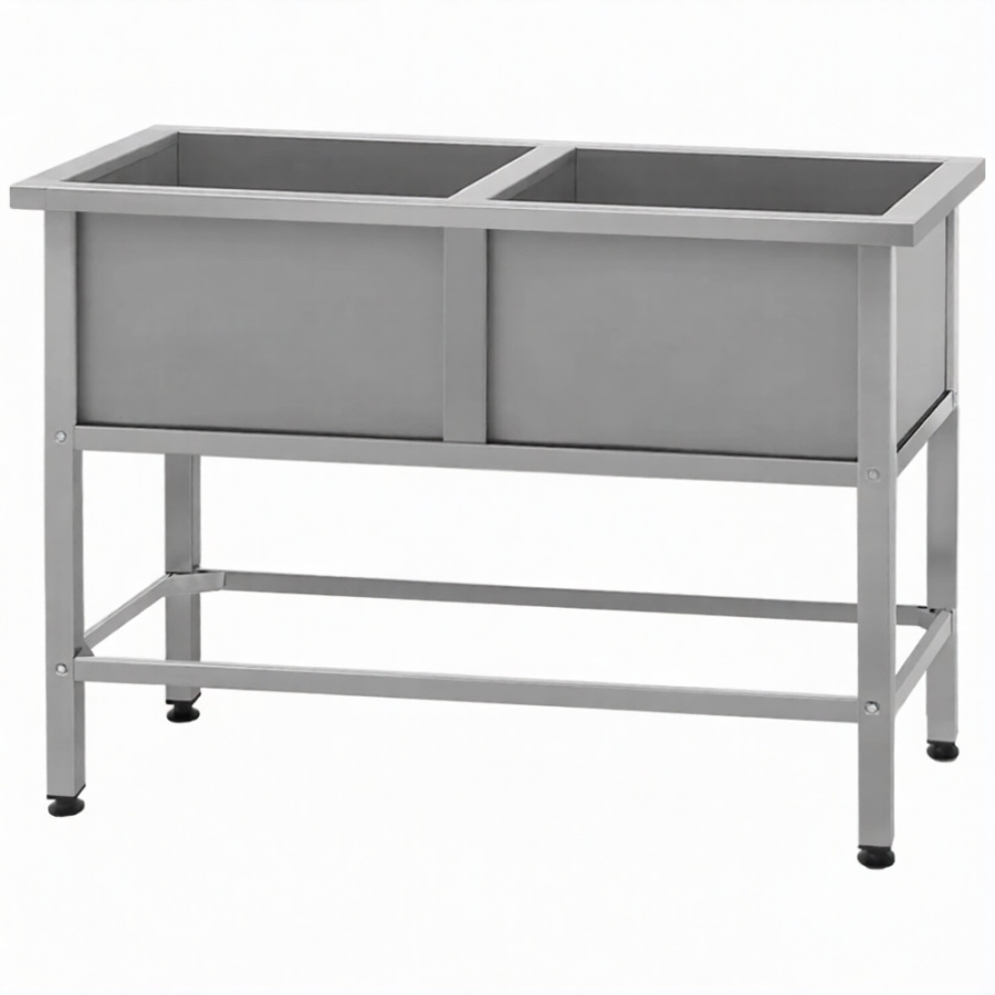 Ванна моечная ВМСн 530/2  2 м/о 430х430х300 (полка 2 отв. борт; ножка проф. тр. 40х40)