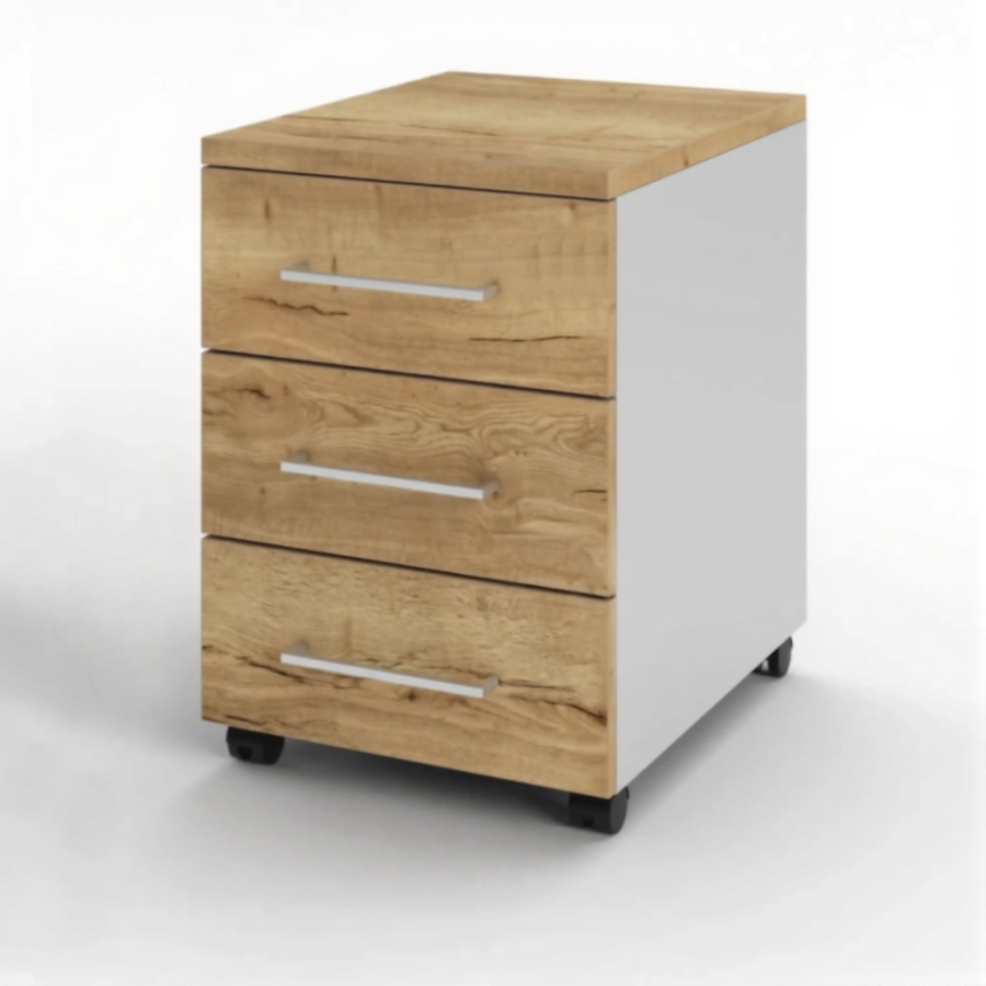 Тумба подкатная ТП-23 (без замка) (ЛДСП белый, дуб вотан)