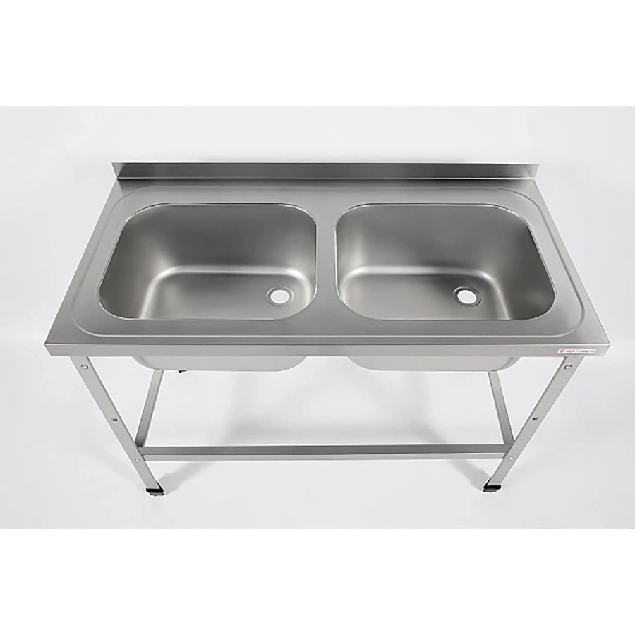 Ванна моечная двухсекционная цельнотянутая с бортом ВМЦ-2/12/6-БО-ЭН